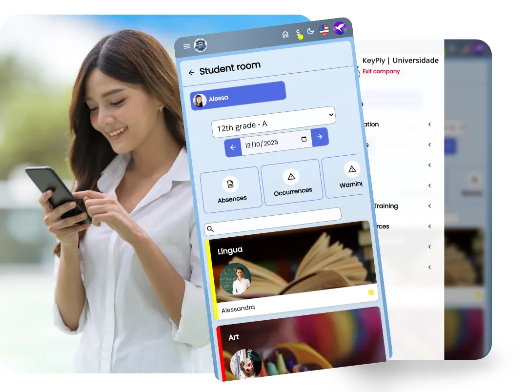Usuária utilizando o app KeyPly